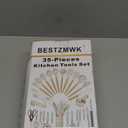 Kitchen Utensils Set- 35 PCs Cooking Utensils with Grater,Tongs, Spoon Spatula &Turner Made of Heat Resistant Food Grade Silicone and Wooden Handles Kitchen Gadgets Tools Set for Nonstick Cookware (Khaki)