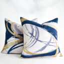 Navy Blue Abstract Pillow Covers 18x18 inch Decorative Throw Pillow Covers Grey Cushion Cases White Square Modern Cushion Cases for Sofa Bed Couch Living Room Set of 2