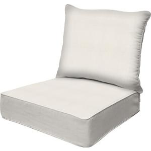 Honeycomb Outdoor Deep Seat, 24" W x 23" D, Textured Solid Bone Outdoor Chair Cushion