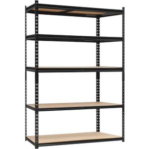 Heavy Duty Garage Shelving Units,5-Tier Adjustable Storage Shelves,48 x 18 x 72in,Loads 3000 LBSS,Adjustable Garage Storage Shelving, Metal Storage Utility Racks Shelf Unit (48x18x72 Inch) (Black)