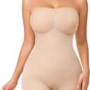 CtriLady Strapless Shapewear Bodysuit for Women Tummy Control Shapewear Seamless Full Body Shaper with Removable Straps (Medium, Beige)