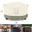 Fire Pit Cover,Outdoor Heavy Duty 600D 100% Waterproof Fire Pit Cover Round,Weatherproof Firepit Covers Round 40" Dia x 20" H,Beige