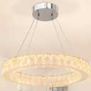 LED Chandelier, Modern Crystal Chandeliers, 17 Pendant Light 3/4/5000K Dimmable, Adjustable Height Ceiling Light Fixture for Dining Room, Stairwell, Entryway, Bedroom, ETL Listed