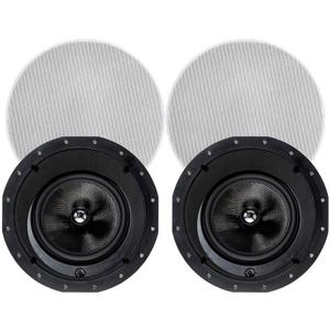 Monoprice 2-Way Carbon Fiber In-Ceiling Speakers - 8-Inch, With 15 Degree Angled Drivers, Pair, Black - Alpha Series
