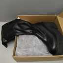 AMINUGAL Womens Elastic Knee High Platform Chunky Block High Heel Sock Boots Zipper Round Toe Fashion Motorcycle Combat Punk Boots For Women (7.5)