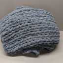 Soft Chunky Knit Blanket, 50X60 In Handmade Thick Chenille Yarn Throw without Shedding & Raveling, Aesthetic & Cozy Home Decor with Couch Sofa Bed, Gift Pack, Airy Blue