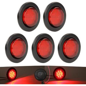 NEW SUN Premium 2.5" Round LED Trailer Lights, 13 Red LEDs Side Marker Lights, Clearance Lights Kits with Grommet & 2-Pin Plug - Universal for Trucks, Trailers, Rvs, Camper, 5 Pcs