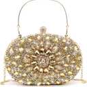 Rhinestone Evening Clutch Purses for Women Wedding Clutch Party Purse Bridal Diamonds Prom Cocktail Handbags (Gold)
