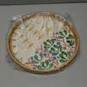 Round Rattan Tray with Mother of Pearl Inlay, Decorative Wicker Serving Tray with Wooden Base, Woven Basket Trays for Bread Fruits Coffee (Seabed)