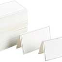 Best Paper Greetings Place Cards for Table Setting - 100-Pack 3.5 x 2 In White & Silver Foil Folded Tents - Wedding & Banquet Seating, Buffet Food Tags & Table Name Cards