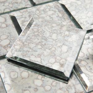 Adedeo Peel and Stick Antique Beveled Glass Mirror Tile 3 x 3 Inch for Kitchen Backsplash Bathroom Wall (32 Pcs)