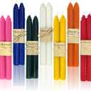 14 Pack Beeswax Taper Candles, Handmade Bees Wax Candle for Home, Dripless & Unscented Candle Sticks, 9" Tall, Rainbow Colored Candles by Kissingfish (7 Colors)