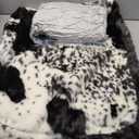 Bedfolks Waterproof Kennel Pad,Plush Dog Crate Bed with Removable, Washable Faux Fur Cover for Extra Large Dogs, Fluffy - 41"x27", Black-White Cowhide