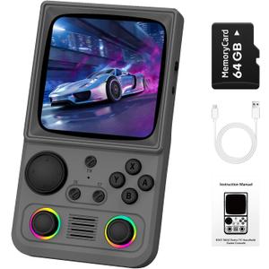 R36TMAX Retro Handhled Game Console, 4.0 Inch Retro Gaming Console with 4000mAh Battery, 64GB Preloaded with 18000+ Video Games, Portable Retro Game Console Supports WiFi Networked Fighting, Gray