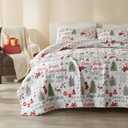 Great Bay Home 2-Piece Christmas Quilt Set with Shams. Reversible Bedspread Coverlet with Holiday Pattern. Carol Collection (Twin/Twin XL)