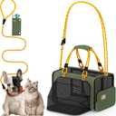 PAWZIDEA Expandable Pet Carrier, 18X11X11in TSA Airline Approved Cat Carrier w/ID Card for 2 Cats Under Seat, Soft-Sided Collapsible Small Dog Carrier Car Seat Travel Bag, Puppy Cat Crate Top Load (Forest Green)