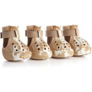 Dog Shoes for Hot Summer Pavement, Dog Shoes for Medium Dogs, Waterproof Dog Boots & Paw Protectors, Non-Slip Dog Rain Booties, Easy Clean Sandals for Beach Brown Size 5 (#5(width 1.969 inch) for 31-38 lbs)