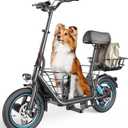 Gyroor C1 Plus Electric Scooter with Seat for Adults - 650W Motor, Pet Basket, 19 MPH Top Speed, 30 Miles Range, 14" Pneumatic Tires, Foldable Commuting Scooter, Onyx