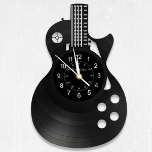 KingLive Guitar Vinyl Wall Clock Gifts for Holiday,Black Guitar Music Wall Clock Instrument Art Unique Gifts for Men Women Guitar Player for Birthday Wall Decor