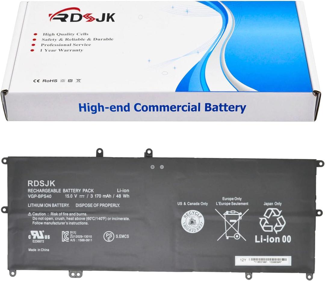 VGP-BPS40 BPS40 Laptop Battery for Sony Vaio Flip 14A SVF14N SVF14NA1UL SVF14N11CXB SVF 15A SVF15N SVF15N17CXB SVF15NB1GL SVF15NB1GU SVF15NA1GL SVF15NA1GU SVF15N18PXB SVF15N28PXB SVF15N26CXB 15V 48Wh