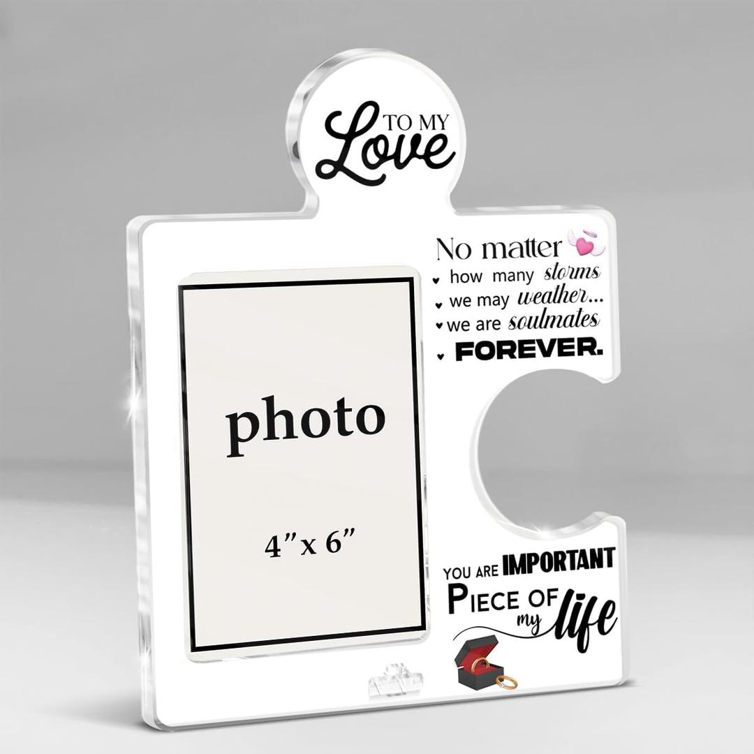 Romantic Couple Picture Frame Displays 4x6 Photo, Engagement Anniversary Wedding Photo Frame for Couples, You're an Important Piece Love Gifts for Girlfriend Boyfriend, 8x10 inches