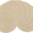 SHACOS 15 inch Round Placemats Set of 8 for Dining Table Cotton Polyester Braided Place Mats Washable Kitchen Table Mats for Dinner Party Table (Light Beige, 8)