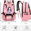 Anime Backpack for Girls, Kawaii Bookbag, Teen School Bag, Pink, Large