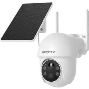 ARCCTV Solar Security Cameras Wireless Outdoor, 4MP 360 View Battery Powered Outdoor Camera, Night Vision with Spotlight, 2-Way Audio, PIR Motion Sensor, 2.4G/5G Dual Band WiFi, SD/Cloud Storage