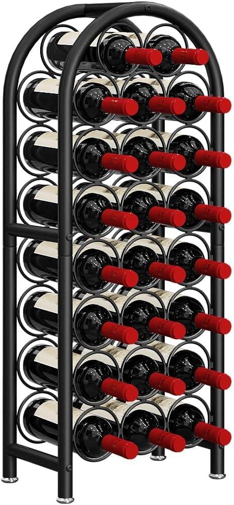 Dazioter Wine Rack Freestanding Floor Metal Holders Stands Organizer Storage 23 Bottles Black