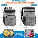 ADDIMOR Expandable Cooler Backpack - 35/50 Cans Insulated Backpack Cooler for Men & Women, Portable 2 Leak Proof Compartments Coolers Bag for Picnic, Lunch, Hiking, BBQ Camping and Beach (Grey)