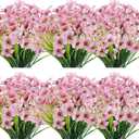 JEMONG 20 Bundles Artificial Flowers Outdoor UV Resistant Fake Flowers No Fade Faux Plastic Plants Garden Porch Window Box Decorating(Pink)