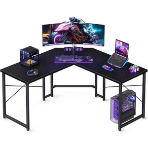 Casaottima L Shaped Gaming Desk, Corner Desk Gaming Table for Home Office, Computer Desk Sturdy Writing Workstation for Small Space, Easy to Assemble, 51 inch, Black