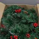 Christmas Garland with Lights, 9ft 30LED Battery Operated Garland Decorated with Pine Cones, Berry, Artificial Snowy Pine, Indoor & Outdoor Xmas Garland for Stairs Fireplace Door Fences