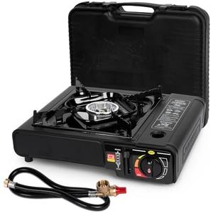 SHINESTAR Dual Fuel Stove with Butane & Propane Compatibility, Portable Camping Stove for Outdoor Cooking, Propane Adapter Hose and Carrying Case Included, 7800 BTUs Output