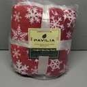 PAVILIA Christmas Throw Blanket | Red Snowflake Christmas Fleece Blanket | Soft, Plush, Warm Winter Cabin Throw, 50x60 (Red/White Snowflake)