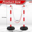 Konohan 6 Pack 34 Inch Parking Cone Delineators Post Traffic Cone Plastic Stanchion Set Stands Parking Barrier with Base 6.6 ft Chain S Hooks Reflective Collar (Red,White)
