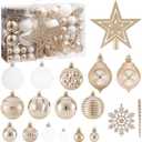 99PCS Christmas Tree Balls Ornaments Set with Topper, Champagne+White Shatterproof Hanging Christmas Tree Decorations