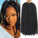 Leeven 12 Inch Water Wave Crochet Hair For Passion Twists 2 Packs Short Bob Passion Twist Hair for Butterfly Locs Natural Black Synthetic Spring Twist Braiding Hair for Women 1B#