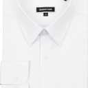 Men's Dress Shirt Regular Fit Long Sleeve Wrinkle-Resistant Business Formal Solid Button Down Shirts with Pocket (White)