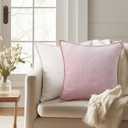 decorUhome Summer Chenille Soft Cozy Throw Pillow Covers 16x16 Set of 2, Modern Farmhouse Boho Velvet Decorative Pillow Cases with Stitched Edge for Couch Sofa Bed Home Decor, Blush Pink