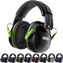 Hearing Protection Ear Muffs, 31dB Noise Reduction Safety Earmuffs for Adults Kids Autism Sensory, Range Ear Protection Earmuff for Mowing, Concentration and Garden Work (Black+green)