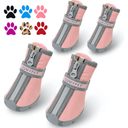 QUMY Dog Shoes for Small Dogs, Puppy Dog Boots & Paw Protectors for Winter Snowy Day, Summer Hot Pavement, Waterproof in Rainy Weather, Ourdoor Walking, Indoor Hardfloors Skid-Resistant Sole Pink 2
