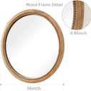 sawsile Round Wood Mirror,36 inch Circle Rustic Farmhouse Natural Wooden Frame Boho Beads Wall Mirror for Bathroom,Living Room,Bedroom or Entryway