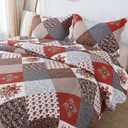HoneiLife Quilt Set King Size - 3 Piece Microfiber Bedspread Reversible Coverlet Patchwork Bedding Set Lightweight Bedcover Floral Bedspreads All Season Quilts-Amaranth Red (King-106" x 96")