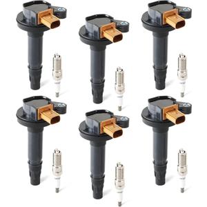 6PCS UF646 Ignition Coils Pack & Iridium Spark Plugs Compatible with Ford Expedition Explorer F150 Flex Police Taurus Transit Lincoln MKS MKT Navigator 3.5L V6