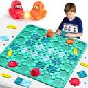 STEM Logic Road Builder Toys: Board Games Toys for 5 Year Old Kids Montessori Brain Teaser Puzzles Educational Learning Activities Toy for Kid Ages 3 4 6-8 12 Boys Girls Gifts (Blue, 50pcs)