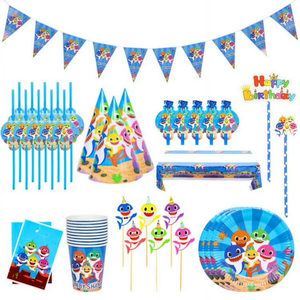 66 Pcs Little Shark Party Supplies for Shark Birthday Decorations and Theme Birthday Party Supplies for Kids, Children Carnival Party Supplies Decoration