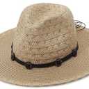 GEMVIE Womens Mens Straw Panama Hat Wide Brim Fedora Summer Beach Sun Hat UPF50+ Straw Hat for Unisex Khaki
