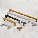 10 Pack 10''(256mm) Matte Black Cabinet Pulls Kitchen Stainless Steel Cabinet Handles Square Cabinet Hardware for Cupboard Drawer Pulls