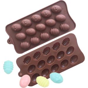 Easter Silicone Chocolate Mold Egg Shaped Silicone Fondant Chocolate Mold, Baking Molds for Easter Candy Mini Soap, Cake Bread Cupcake Cheesecake Muffin and Jello 2 Pcs